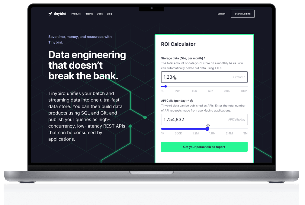 Mockup of the ROI Calculator